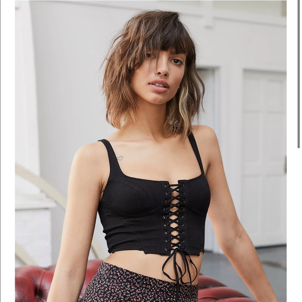 U.O UK Out From Under Lucinda Lace-up Corset Top
